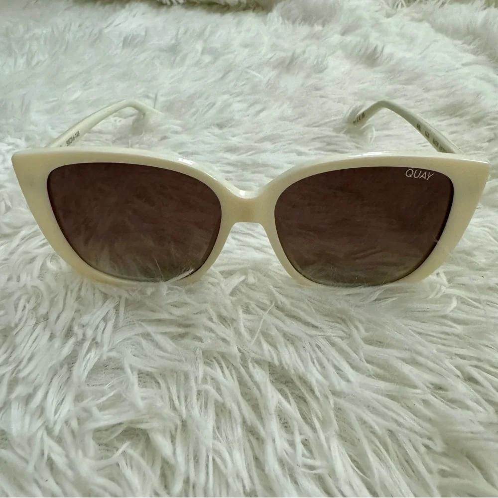 Quay Australia White Frame Black Lens Oversized Sunglasses